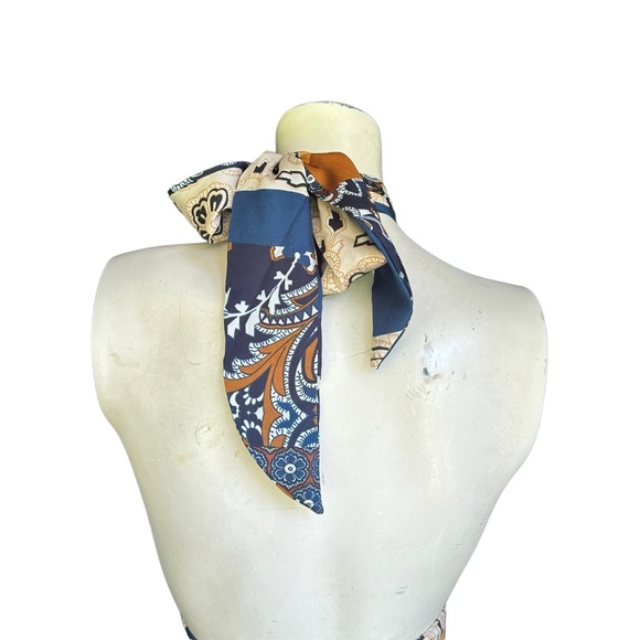 Princess Polly "Jenna" Bandana Patchwork Halter Cutout Satin Mini Dress Size 6 - Picture 10 of 14